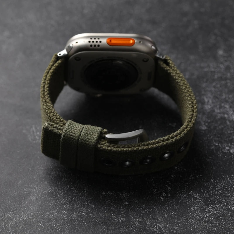 Tough canvas watch strap for men, ideal for outdoor adventures.