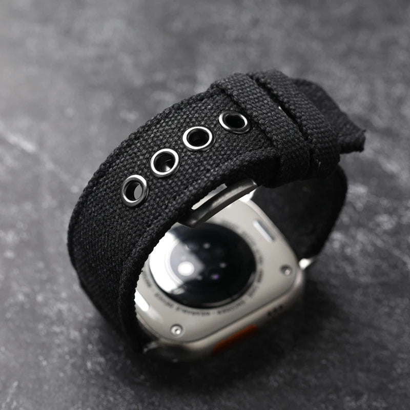 Adventure-ready men's watchband, tough canvas & secure fit.