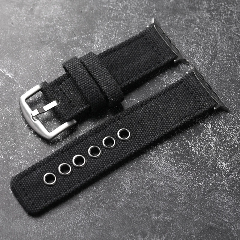Men's durable watch strap, tough canvas, essential for active lifestyles.