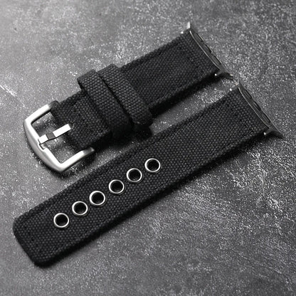 Men's durable watch strap, tough canvas, essential for active lifestyles.