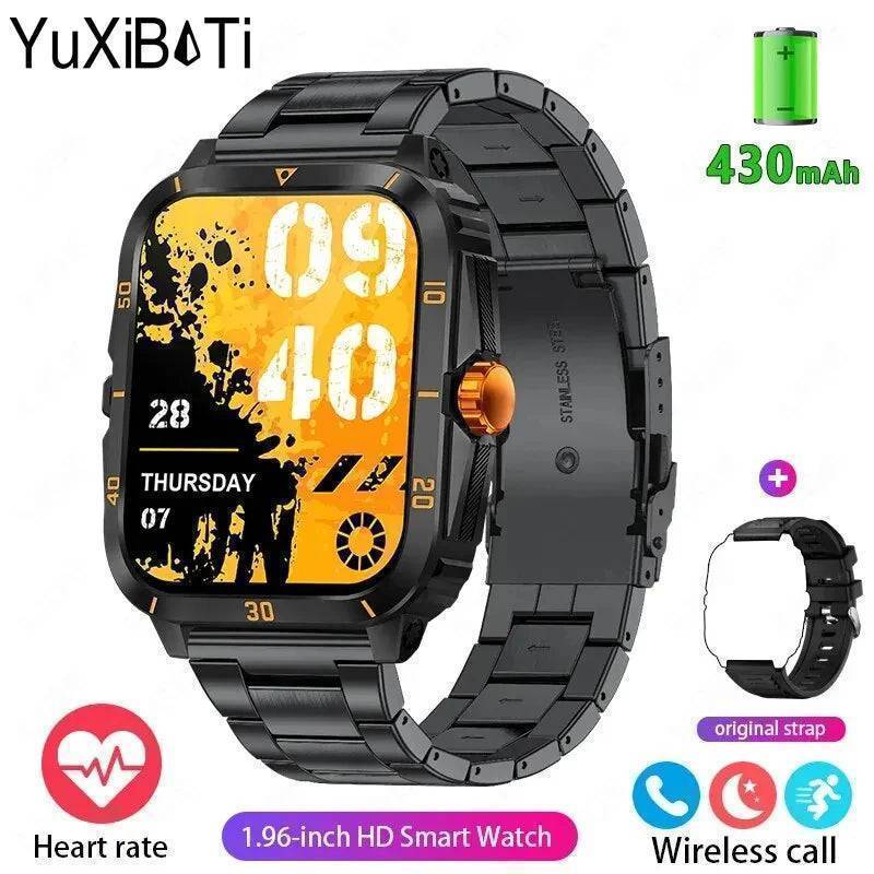 Display of a fitness tracker smartwatch screen, showing daily activity, calories, and sleep data.