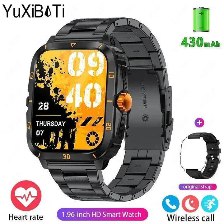 Display of a fitness tracker smartwatch screen, showing daily activity, calories, and sleep data.