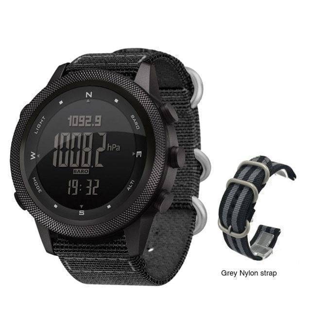 Close-up of a men's sport smartwatch, highlighting the multi-function display and robust design.