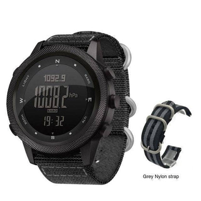 Close-up of a men's sport smartwatch, highlighting the multi-function display and robust design.