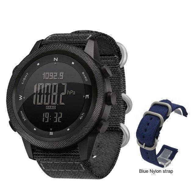 Waterproof tactical smartwatch for men, showcasing ABC functions (Altimeter, Barometer, Compass).