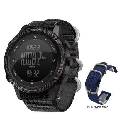 Waterproof tactical smartwatch for men, showcasing ABC functions (Altimeter, Barometer, Compass).