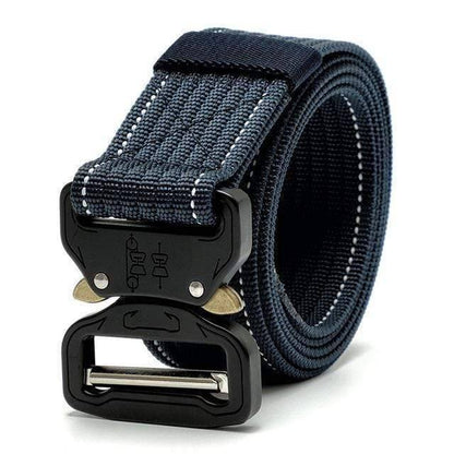 Heavy duty tactical belt for men, quick release metal buckle, adjustable nylon webbing for EDC