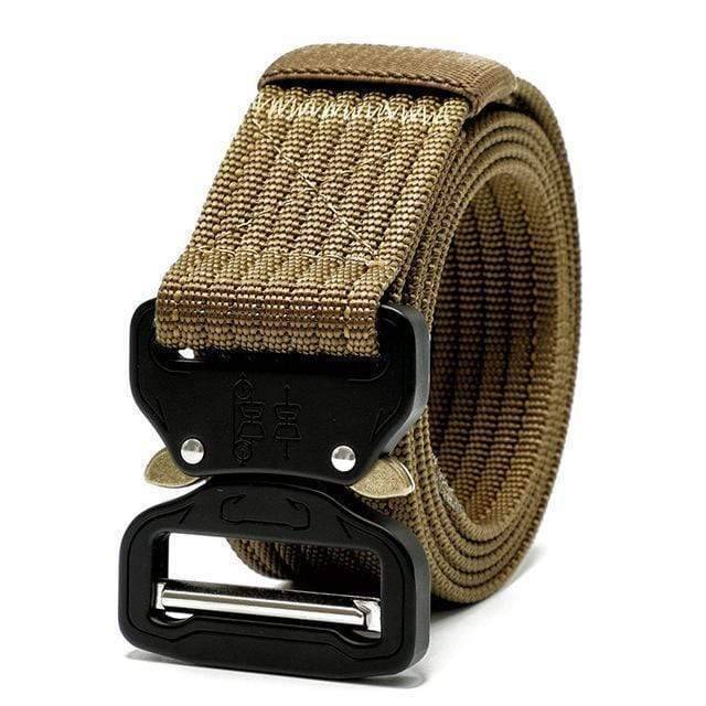 Quick release tactical belt, durable nylon webbing, ideal for outdoor activities and everyday carry
