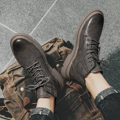Rugged Men's Vintage Ankle Leather Boots