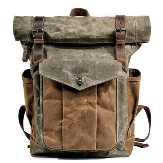 Rugged men's vintage canvas & leather backpack for daily use.
