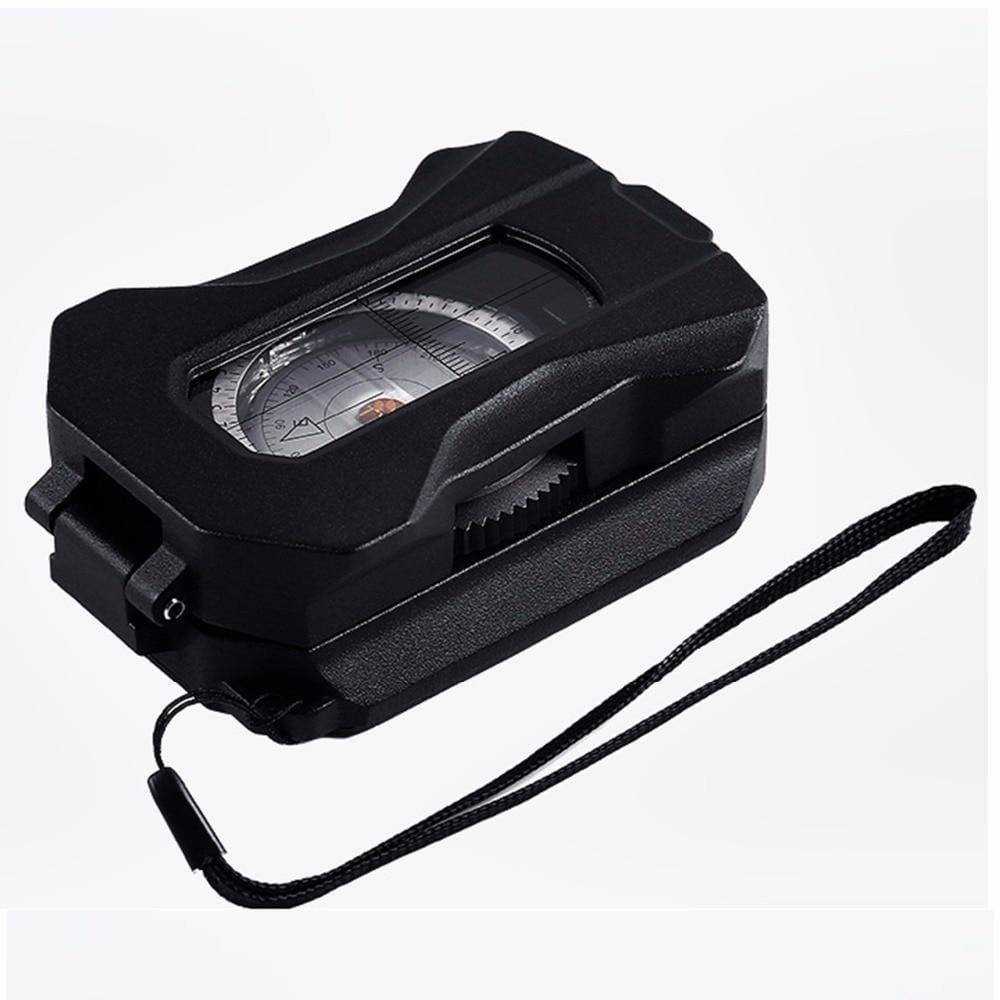 Top-down view of a sturdy navigation compass, great for tactical outdoor and hiking adventures