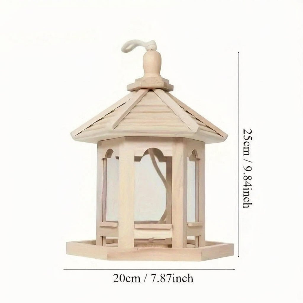 Unique rustic wood birdhouse & feeder combo, handmade. A thoughtful garden decor gift for nature enthusiasts & their birds.