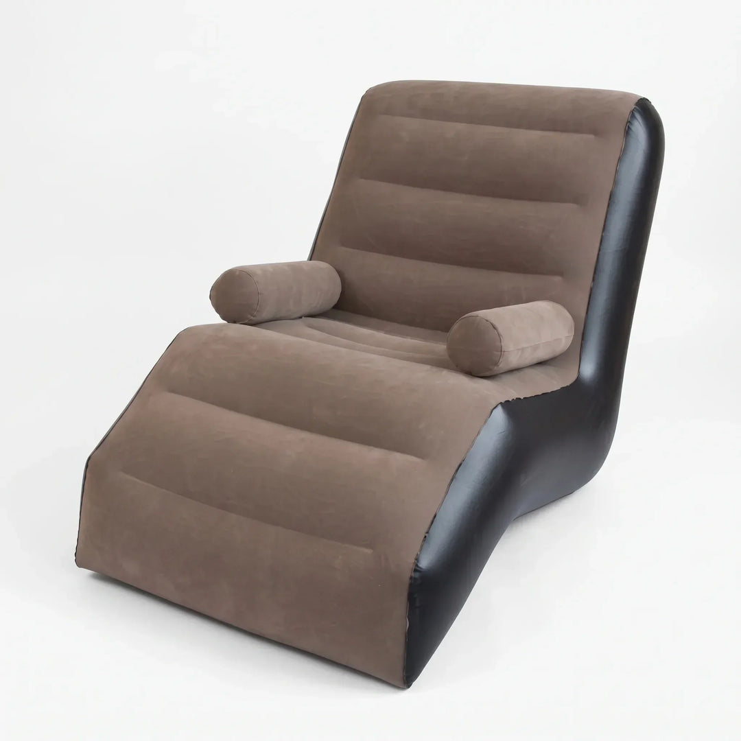 S-shaped inflatable lounger with easy setup & compact storage. Portable air sofa, ideal for indoor/outdoor relaxation.