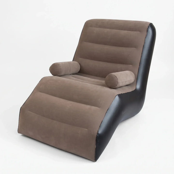 S-shaped inflatable lounger with easy setup & compact storage. Portable air sofa, ideal for indoor/outdoor relaxation.