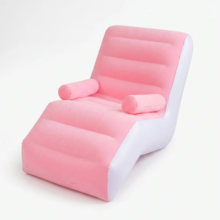 S-shaped inflatable chaise longue sofa for indoor & outdoor comfort. Portable air lounger, perfect for patios & living rooms.
