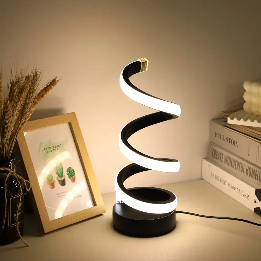 FlexiGlow S-shaped LED desk lamp, perfect modern lighting for your workspace. USB powered, good for reading & office tasks.