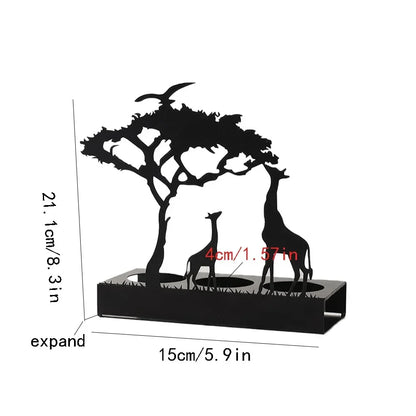 Black metal safari animal silhouette candle holders for a stylish decor touch.