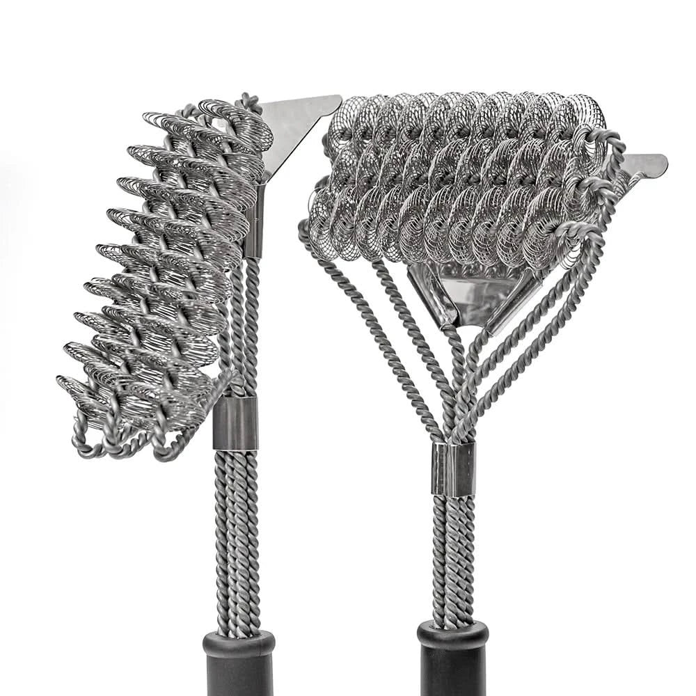 Stainless steel bristle-free BBQ brush, an effective and safe grill cleaner for all your outdoor cooking needs.