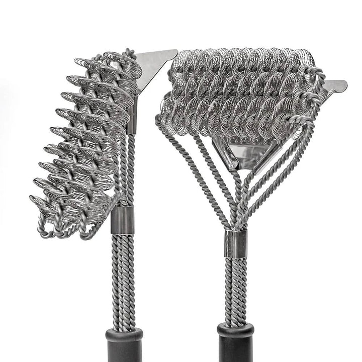 Stainless steel bristle-free BBQ brush, an effective and safe grill cleaner for all your outdoor cooking needs.
