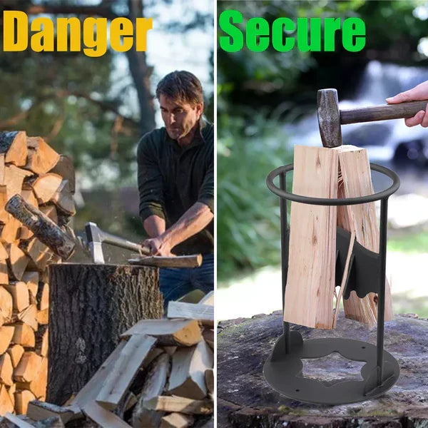 Efficient cast iron log splitter for quick firewood kindling prep, ideal for your fireplace, wood stove, or fire pit.