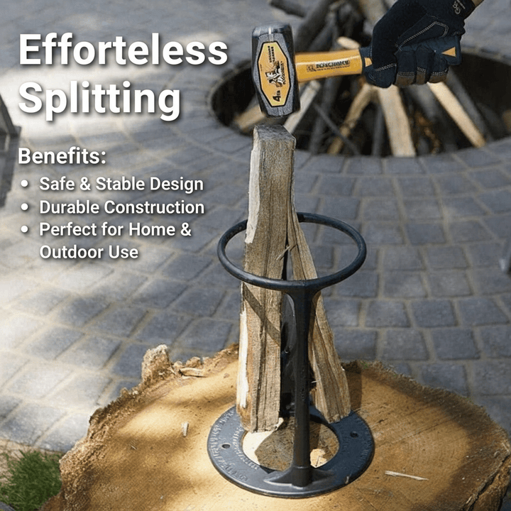 Axe alternative: Safe cast iron firewood splitter for easy log splitting & kindling; ideal for wood stoves.