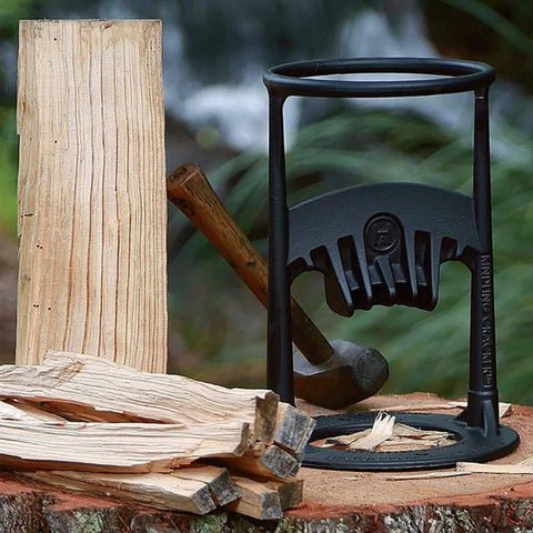 Robust, safe cast iron firewood splitter for effortless wood splitting. Heavy-duty manual tool for winter prep.