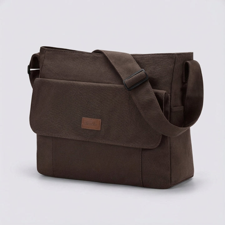 Person commuting with a sleek Satchelix unisex lightweight laptop bag, ideal for busy city life.