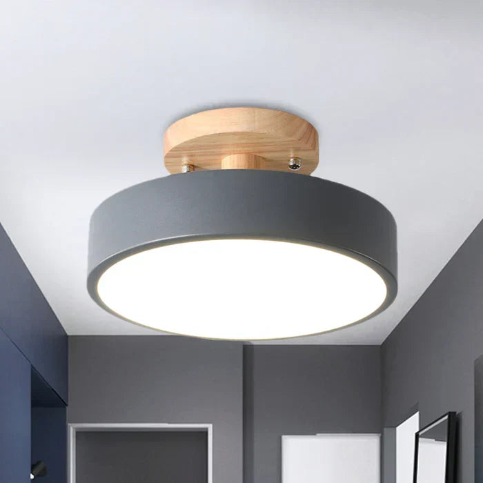Flush mount LED ceiling lamp NordWood, Scandinavian design for modern living rooms & hallways.