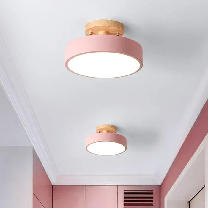 Minimalist Scandinavian LED wood ceiling lamp NordWood, flush mount for a clean, modern look.
