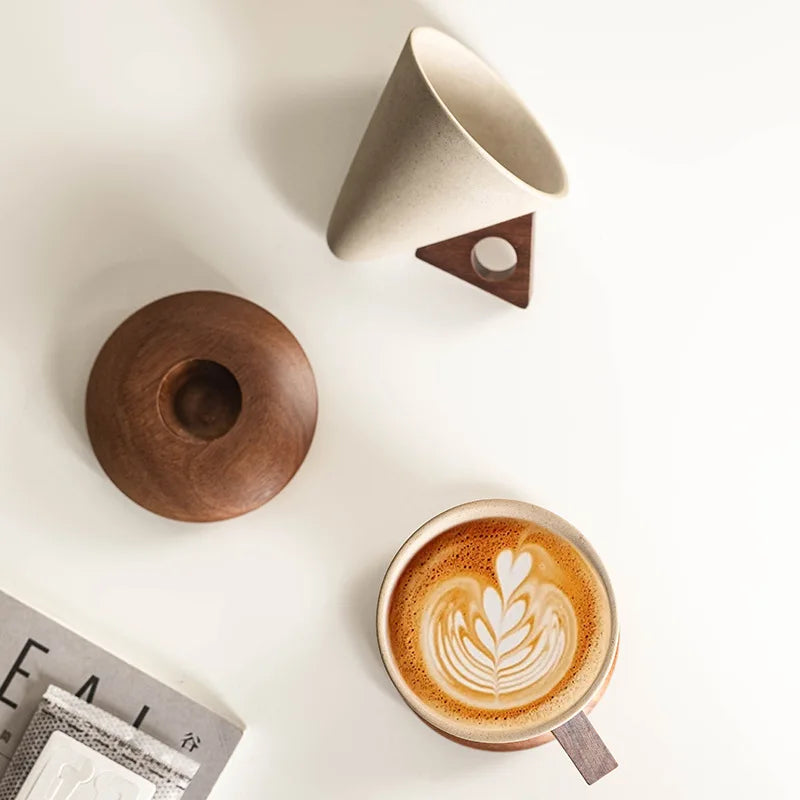 Contemporary ceramic cone mug set. Perfect tea cups or coffee cups for modern home decor and kitchenware.