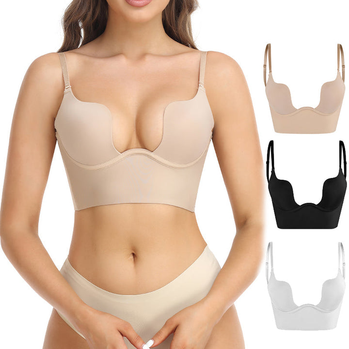 Nude seamless strapless backless bra offers invisible support, perfect for women's intimate apparel & lingerie.