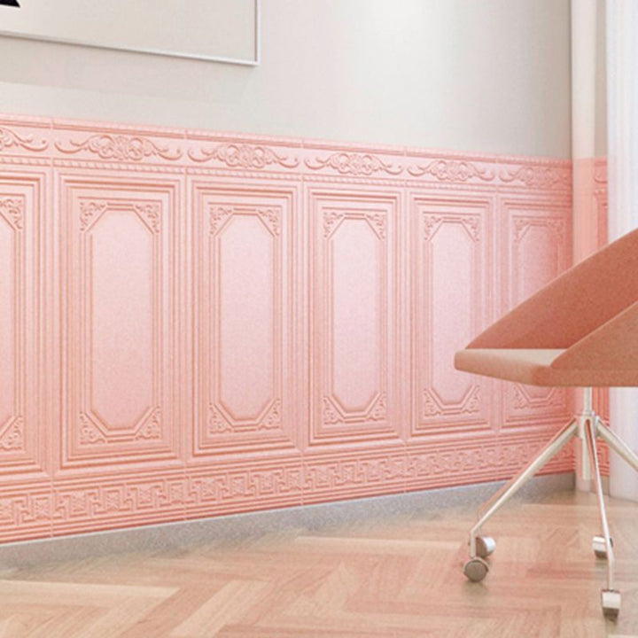 Easy install peel and stick 3D vinyl panels. Self-adhesive for quick textured wall updates.