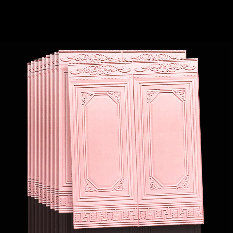 Easy-install textured 3D wall panels. Self-adhesive vinyl for quick home decor covering.