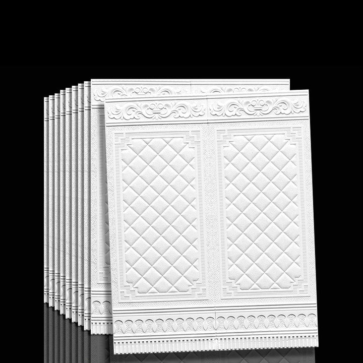 Self-adhesive 3D wall panels. Peel and stick vinyl for stylish home interior design.