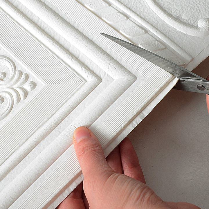 Easy install 3D wall panels. Water resistant, self-adhesive vinyl for modern home decor.