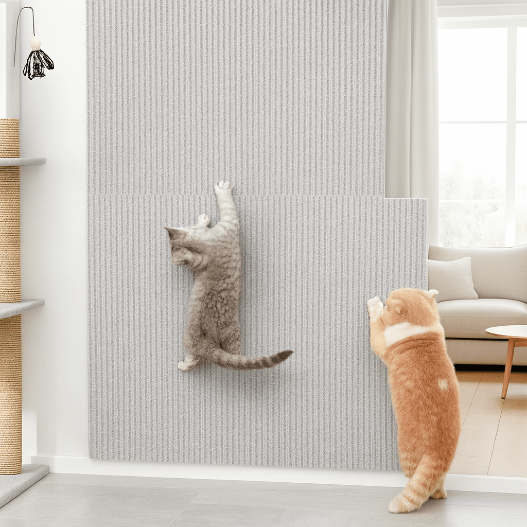 Self-adhesive clear cat scratch shield for furniture protection, easy apply.