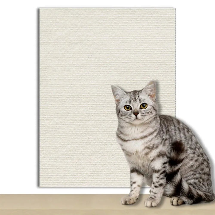 Versatile self-adhesive clear shield for pet protection on furniture, walls, & carpets.