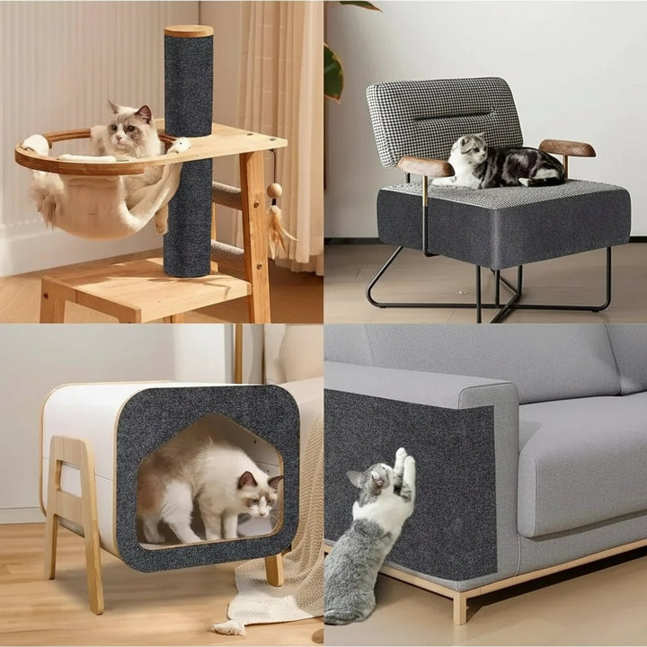 Durable self-adhesive clear furniture shield to stop cat scratches on upholstery.