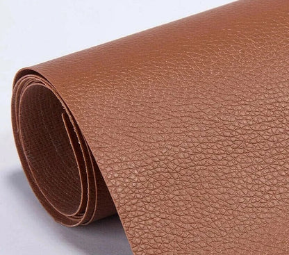Strong self-adhesive leather patch for repairing worn-out furniture, car seats, and vinyl goods.