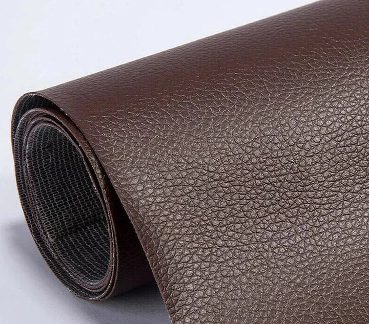 Universal leather repair patch, self-adhesive for sofas, car seats & furniture. Durable vinyl restoration.