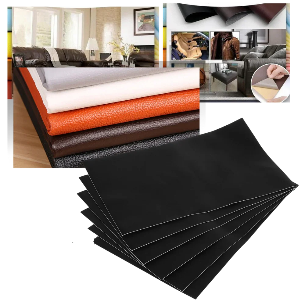 Durable self-adhesive patch for furniture upholstery, car seats, and jackets. Covers rips and scratches easily.