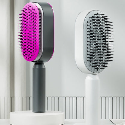 Premium self-cleaning detangler brush, anti-breakage for all hair types, perfect grooming gift.