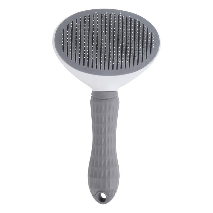 Self-cleaning pet grooming brush for dogs & cats. Efficient fur removal & pet care accessory.