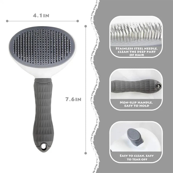 Upgrade pet grooming! Self-cleaning dog comb & cat brush provides easy, efficient fur removal.