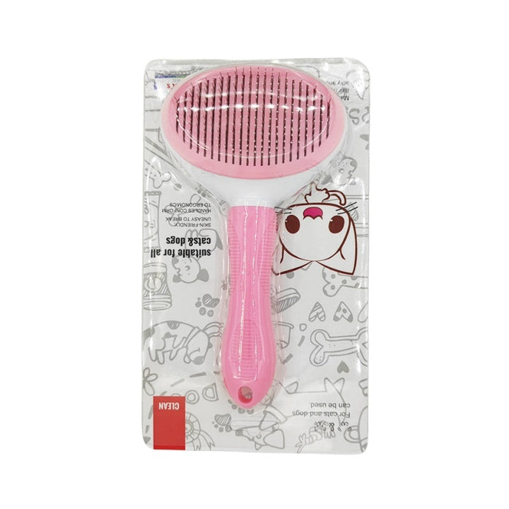 Effective pet grooming brush, actively removing loose fur from dogs & cats. Features self-cleaning mechanism.