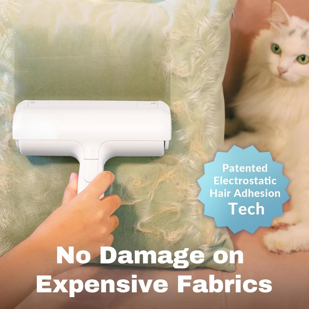Quickly remove pet hair with this self-cleaning lint roller. Perfect for dog & cat fur on all fabrics & surfaces.