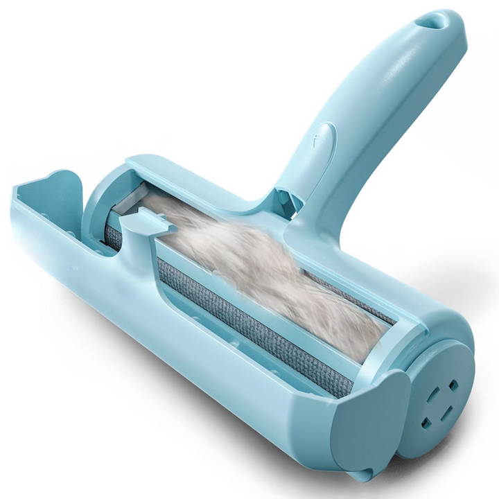 Easy-to-use self-cleaning pet hair remover. Efficiently clears dog & cat fur from furniture, car seats & garments.