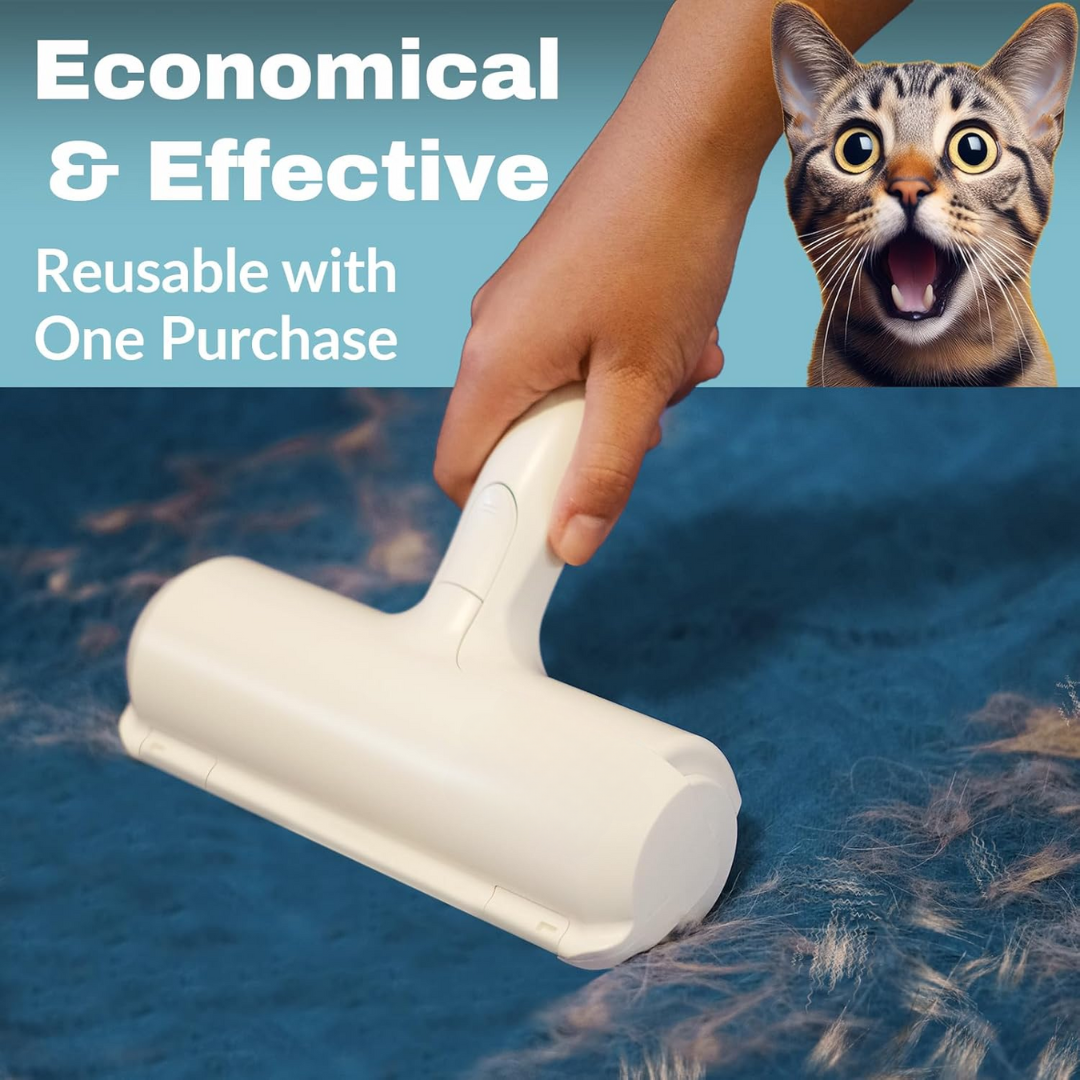 Keep your home pristine with this reusable self-cleaning pet hair remover. Tackles dog & cat fur effortlessly.