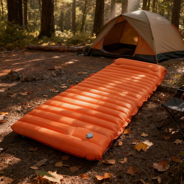 Self-inflating sleeping pad for elevated camping comfort; lightweight, portable outdoor gear for hiking & backpacking.