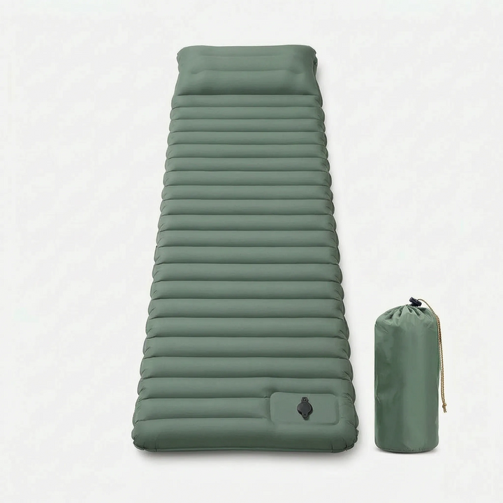 Lightweight self-inflating camping sleeping pad. Essential portable gear for comfortable outdoor recreation.